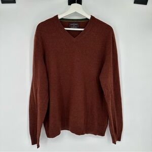Black Brown 1826 Brown V Neck 100% Cashmere Sweater Large Mens